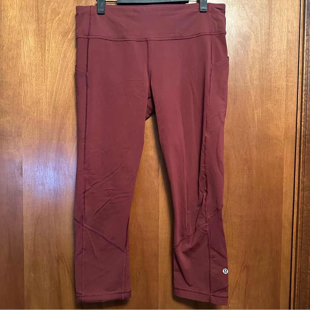 Lululemon Leggings Rust Brown Maroon Pockets 10